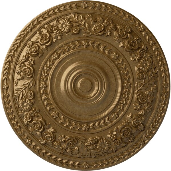 Ekena Millwork Rose Ceiling Medallion (Fits Canopies up to 13 1/2"), Hand-Painted Pale Gold, 33 7/8"OD x 2 3/8"P CM33ROPAS - main